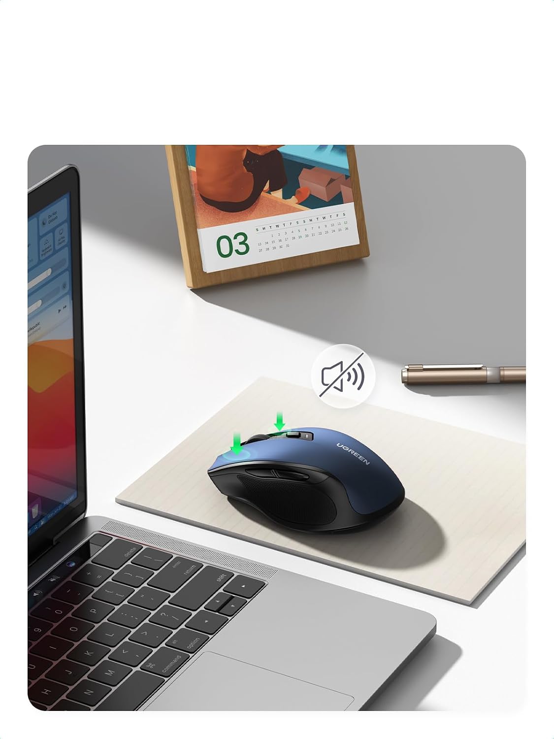 UGREEN Dual-Mode Bluetooth & 2.4GHz Silent Wireless Mouse – Ergonomic, 4000 DPI, 6 Buttons, Blue (25753)