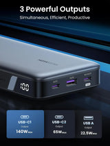UGREEN 145W 25,000mAh Power Bank, Laptop Portable Charger, Nexode 3-Port USB C PD Battery Pack, for MacBook Pro/Air, Dell XPS, iPhone 16/15/14, Galaxy S24, Steam Deck, iPad, and More.(90597A) - Ugreen India