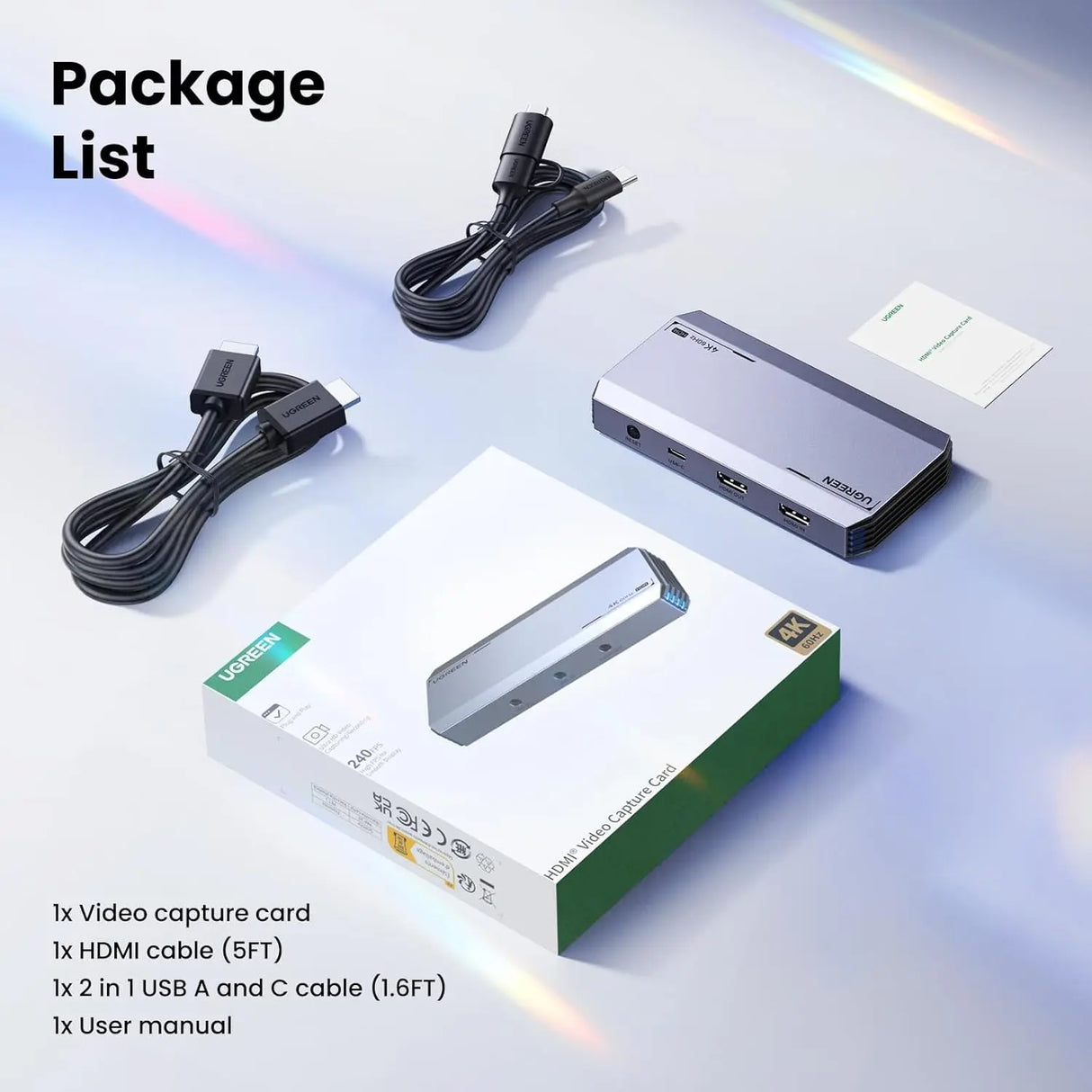 UGREEN 4K@60Hz Capture Card, Ultra HD HDMI Video Capture Card 1080P@240Hz USB 3.0 Ultra-Low Latency with VRR and HDR for Streaming, Gaming, Recording Compatible with iPad, Switch, PS5, Xbox, PC, Mac (25173) - Ugreen India