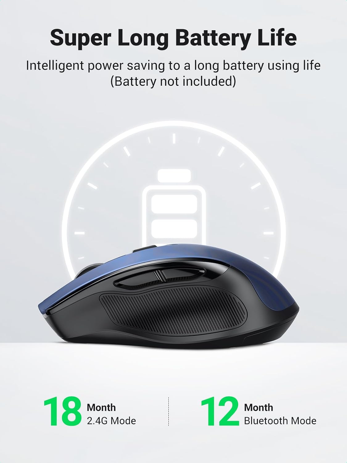 UGREEN Dual-Mode Bluetooth & 2.4GHz Silent Wireless Mouse – Ergonomic, 4000 DPI, 6 Buttons, Blue (25753)