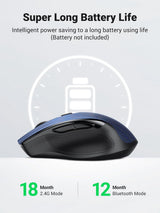 UGREEN Dual-Mode Bluetooth & 2.4GHz Silent Wireless Mouse – Ergonomic, 4000 DPI, 6 Buttons, Blue (25753)