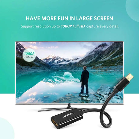 UGREEN Mini DisplayPort Male to Hdmi Female Adapter Thunderbolt 2.0 to Hdmi Adapter Suitable for Apple MacBook Pro MacBook Air, Microsoft Surface Pro 4 Pro 3, Google Chromebook ,Black (10461) Ugreen India