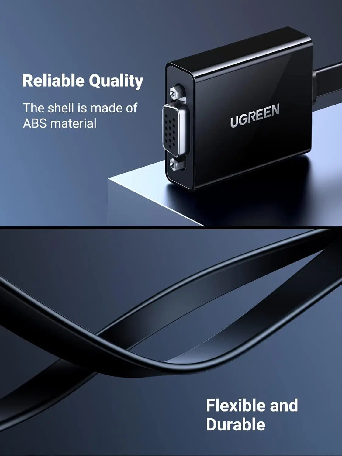 UGREEN Active HDMI to VGA Adapter Audio HDMI Male VGA Female Converter 3.5mm Audio Jack Laptop PC Monitor Projector (40248)