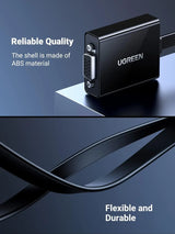 UGREEN Active HDMI to VGA Adapter Audio HDMI Male VGA Female Converter 3.5mm Audio Jack Laptop PC Monitor Projector (40248)