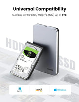 UGREEN 2.5 Inch SATA External Hard Drive Enclosure USB 3.1 Gen 2 UASP Aluminum Tool-Free WD Seagate Samsung PS4 Xbox (70498)