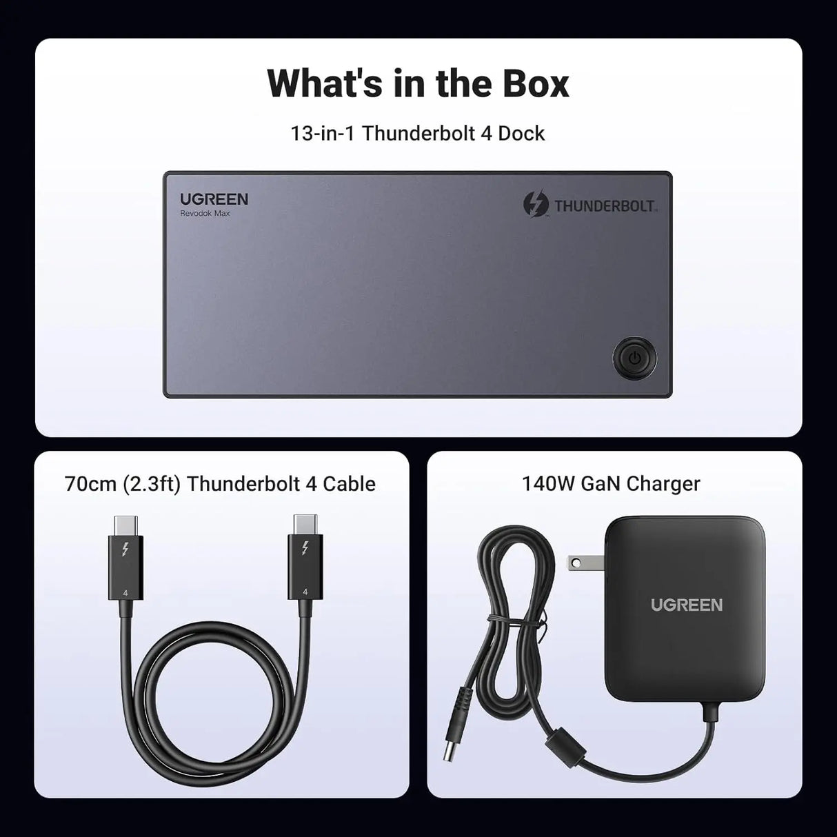 UGREEN Revodok Max 313 Thunderbolt 4 Dock, 13-in-1 40Gbps Docking Station Triple 4K@60Hz or Single 8K Display with HDMI 2.1, DP 1.4, Gigabit Ethernet, SD/TF 4.0, 60W PD Power for MacBook, Laptops (25085) - Ugreen India