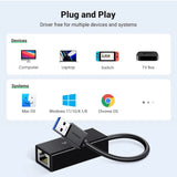 UGREEN USB 3.0 Ethernet Adapter Gigabit 1000Mbps 10/100/1000 Network Nintendo Switch MacBook Surface Pro Laptop PC Wired LAN 20256