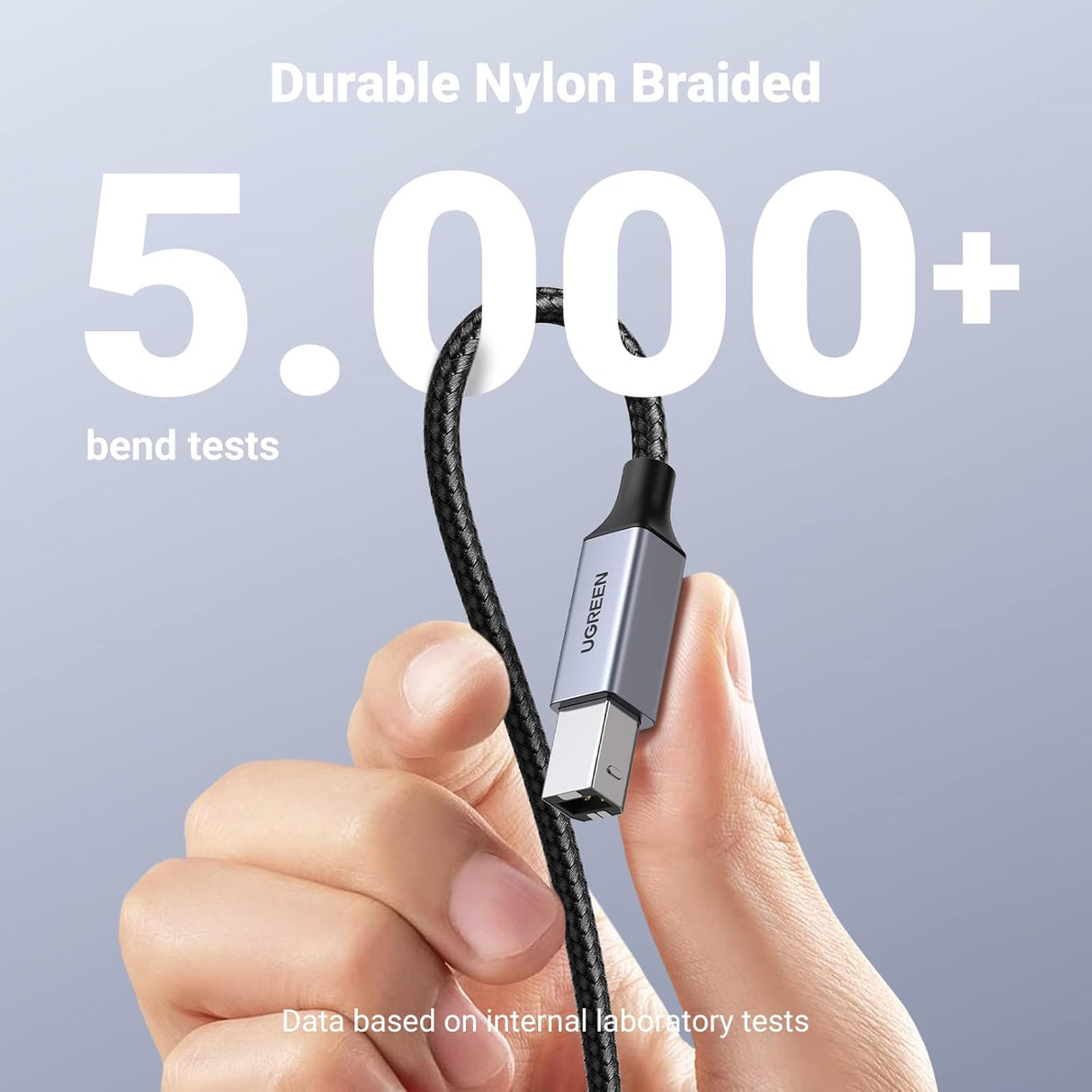 UGREEN US370 1m USB-C to USB-B 2.0 Printer Cable – 480Mbps, Braided (80805)