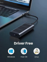 UGREEN USB-C M.2 NVMe SSD Enclosure 20Gbps USB 3.2 Gen 2x2 External Case M-Key M+B Key 2242 2260 2280 Tool-Free (80554)