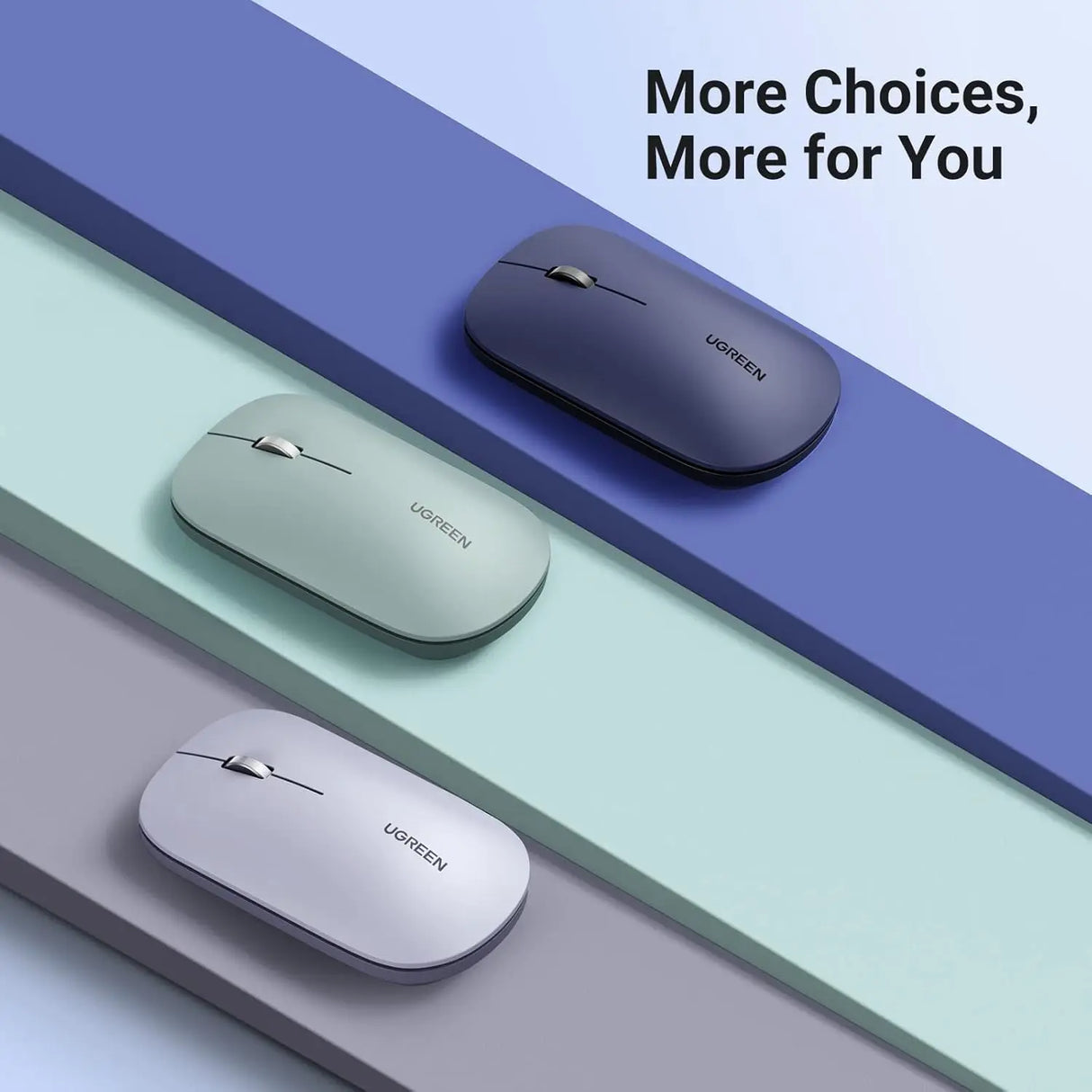 UGREEN 2.4G Silent Wireless Optical Mouse USB Receiver 4000 DPI PC Laptop Computer Chromebook MacBook Black Ergonomic (90372)
