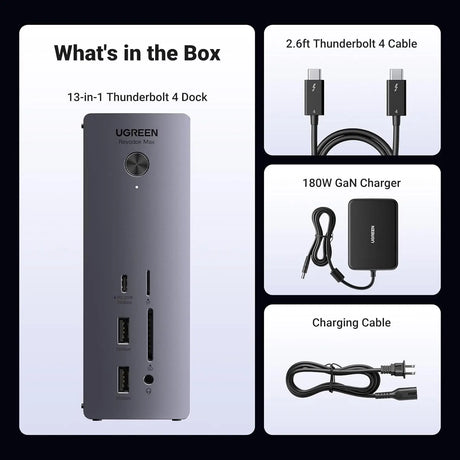 UGREEN Revodok Max 213 Thunderbolt 4 Dock, 13-in-1 40Gbps Docking Station with Dual 4K@60Hz or Single 8K Display, 90W Charging for Laptop, 2.5GbE, SD/TF 4.0 for MacBook Windows PC Laptops and More (25054) - Ugreen India