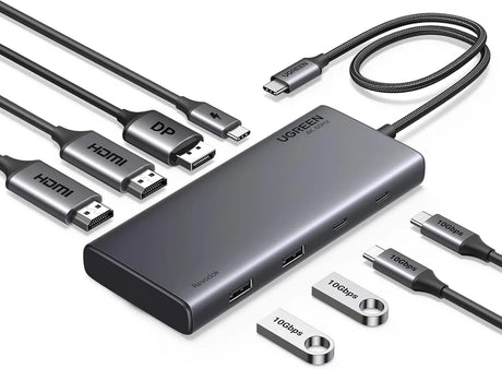 UGREEN 8 in 1 USB C Docking Station with Dual Monitor, 4K Triple Display USB C Hub with 2 HDMI, DP, 2 USB A&C 3.2 Ports, 100W PD, Dock Compatible for MacBook, Dell, HP, Lenovo, Surface etc (35625) - Ugreen India