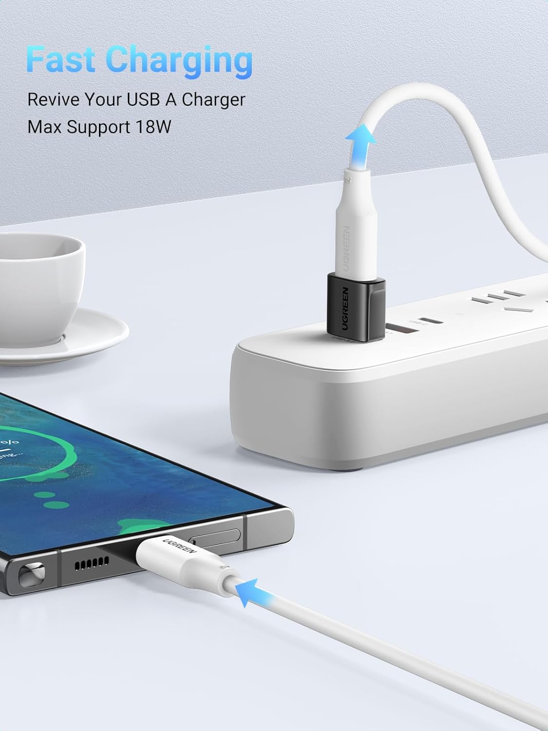 UGREEN 10Gbps USB to USB-C Adapter 3 Pack – Type-C Female to USB-A Male Fast Charge & Sync Converter (45299)