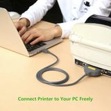 UGREEN 2M USB 2.0 to IEEE1284 CN36 Male Parallel Printer Adapter Cable USB to Parallel Converter Inkjet Laser Printer Gray 20225