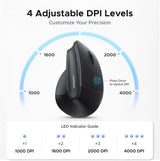 UGREEN Ergonomic Wireless Mouse, Bluetooth & 2.4G Wireless, Quiet Clicks (65042)