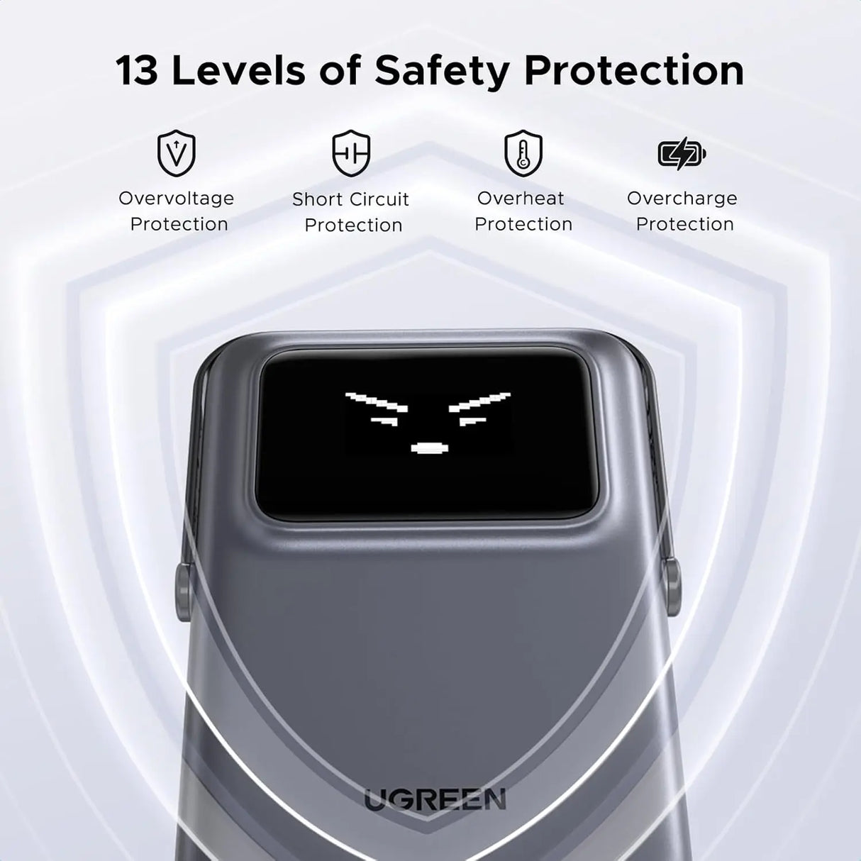 UGREEN 5000mAh Uno Magsafe Power Bank Magnetic 20W Fast Charging with Foldable Stand Emoji TFT Display Power bank for iPhone 16 Pro Max/15 Plus/14/13/12 Series, Black (35605B) Ugreen