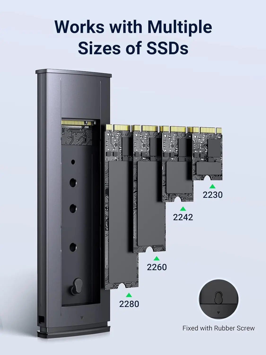 UGREEN NVMe M.2 এক্সটার্নাল SSD এনক্লোজার 10Gbps USB 3.2 অ্যালুমিনিয়াম টুল-ফ্রি কেস PCI-E NVMe রিডার USB C সাপোর্ট করে M এবং B&amp;M কী সাইজ 2230/2242 /2260/2280 SSD - কালো (15512) 