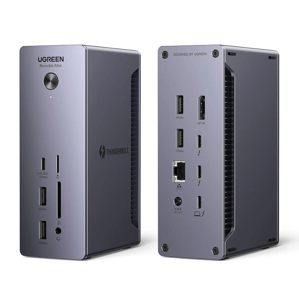 UGREEN Revodok Max 213 Thunderbolt 4 Dock, 13-in-1 40Gbps Docking Station with Dual 4K@60Hz or Single 8K Display, 90W Charging for Laptop, 2.5GbE, SD/TF 4.0 for MacBook Windows PC Laptops and More (25054) - Ugreen India