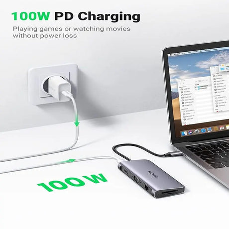 UGREEN 10 in 1 Usb C Docking Station With Ethernet, 4K USB C to HDMI, VGA, PD Power Delivery, 3*USB 3.0 Ports, USB C to 3.5mm, SD/TF Cards Reader for MacBook/Pro/Air and Type C Windows Laptops (80133) - Ugreen India UGREEN 10 in 1 Usb C Docking Station With Ethernet, 4K USB C to HDMI, VGA, PD Power Delivery, 3*USB 3.0 Ports, USB C to 3.5mm, SD/TF Cards Reader for MacBook/Pro/Air and Type C Windows Laptops (80133)