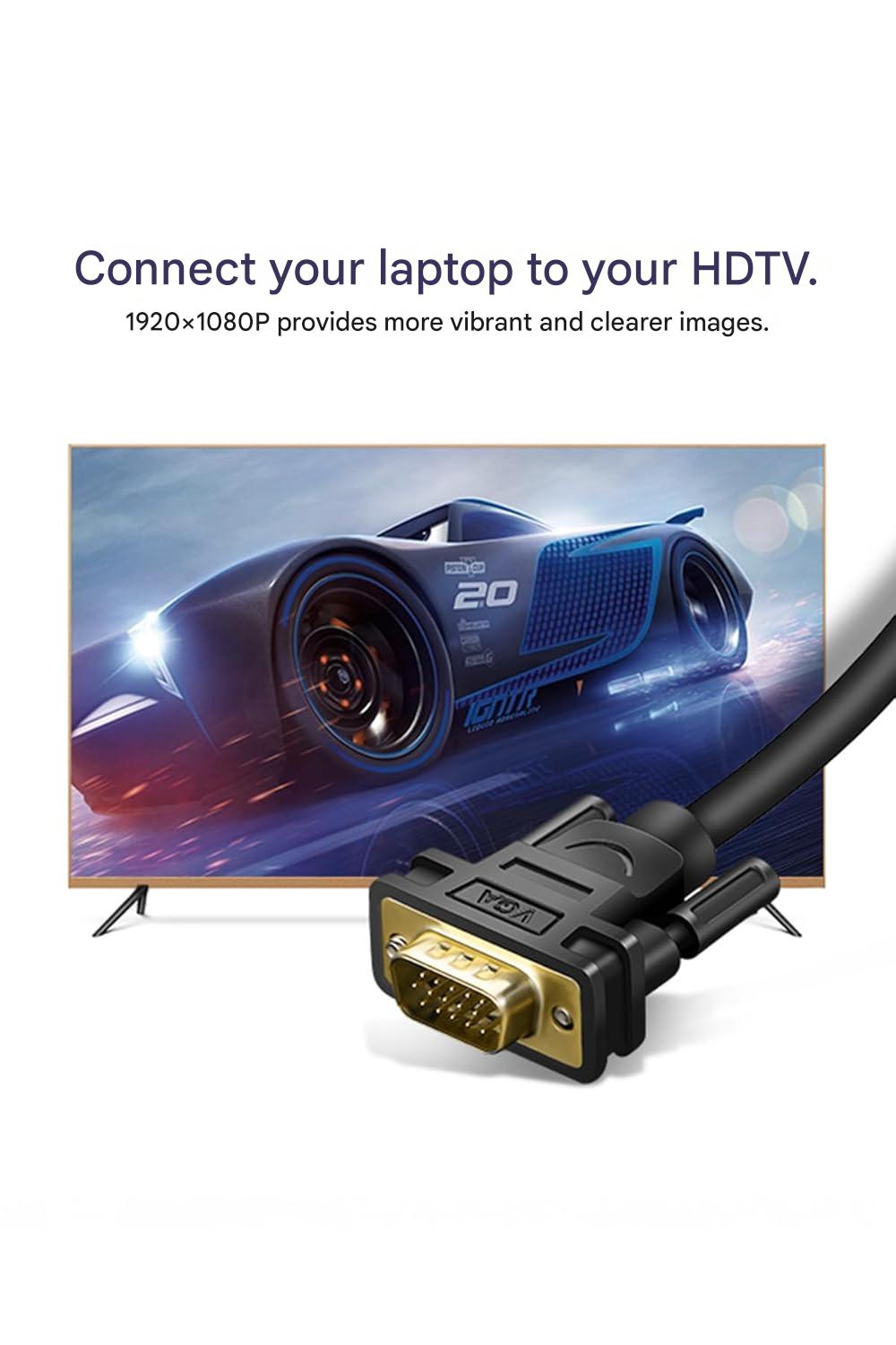 UGREEN HDMI to VGA Cable 1.5M Male to Male 1080P Full HD Video Converter Adapter Laptop PC Desktop Monitor Projector (30449)