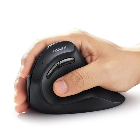 UGREEN Vertical Ergonomic Mouse Wireless (Bluetooth 5.0+2.4G) with 5 Buttons, 1000/16000/2000/4000 DPI, Prevention of Mouse Arm Compatible with PC/Laptop/Tablet, Black (25444) - Ugreen India
