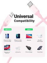 UGREEN 1m USB-C to Lightning Cable MFi-Certified, PD Charging Cable Silica Gel Compatible with iPhone 13 iPhone SE 3 iPhone 12 iPhone 11 iPad 2021 AirPods Pro AirPods etc., Pink (60625) - Ugreen India