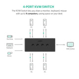 UGREEN 4x1 USB KVM Switch Box 4 In 1 Out Computer Sharing Switcher Keyboard Mouse Printer Monitor Multi-Device 50280