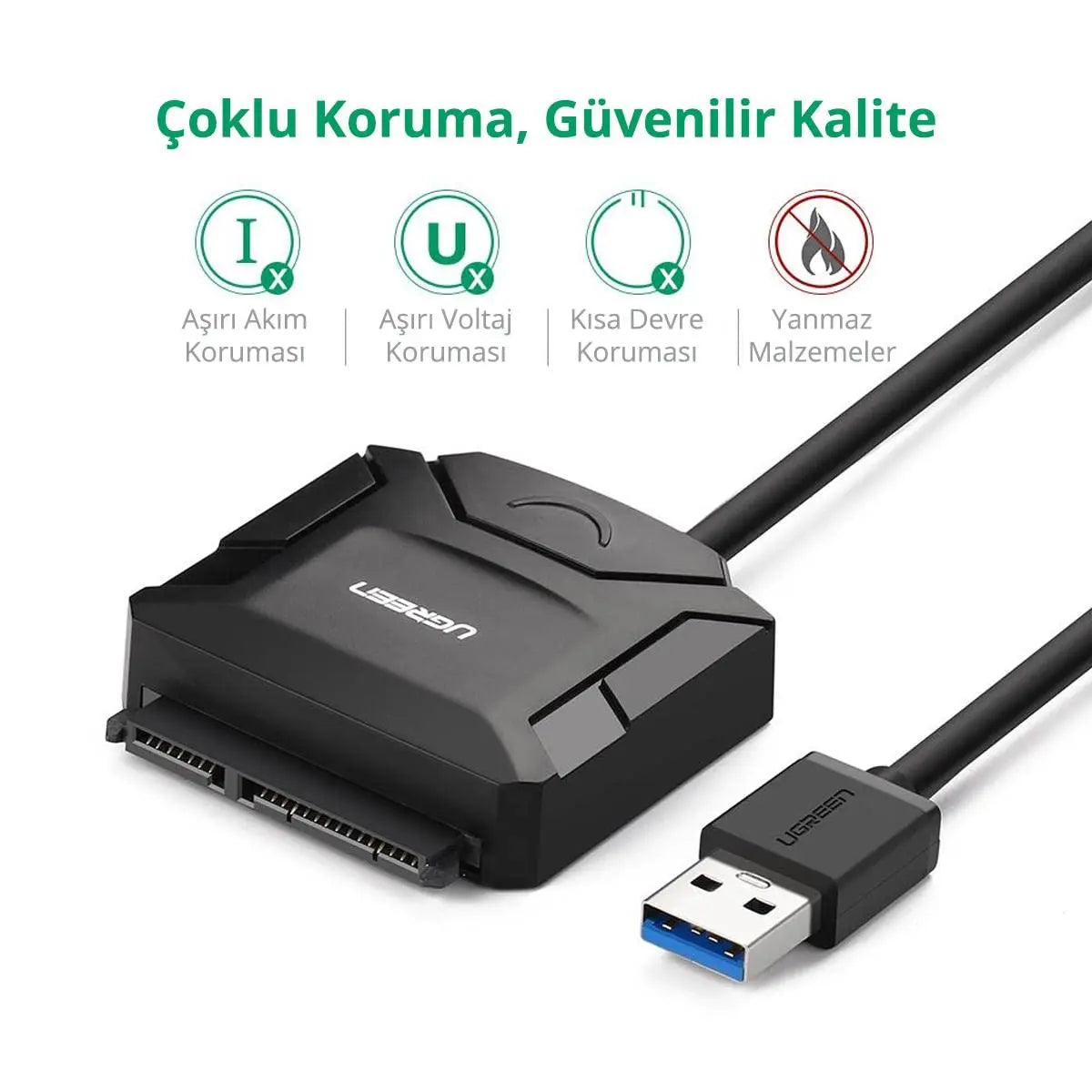 UGREEN USB 3.0 SATA Adapter Cable 5Gbps External Hard Drive Converter 2.5" 3.5" HDD SSD 12V Power Supply (20611)