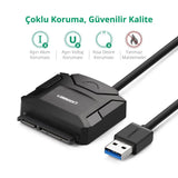 UGREEN USB 3.0 SATA Adapter Cable 5Gbps External Hard Drive Converter 2.5" 3.5" HDD SSD 12V Power Supply (20611)