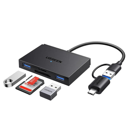 UGREEN 4 in 1 Memory Card Reader USB C USB 3.0 Dual Connector OTG Adapter for Android Computer Laptop Compatible with 170MB/s SD/Micro SD, iPhone 16 15,iPad Pro, MacBook Pro/Air (45167) - Ugreen India