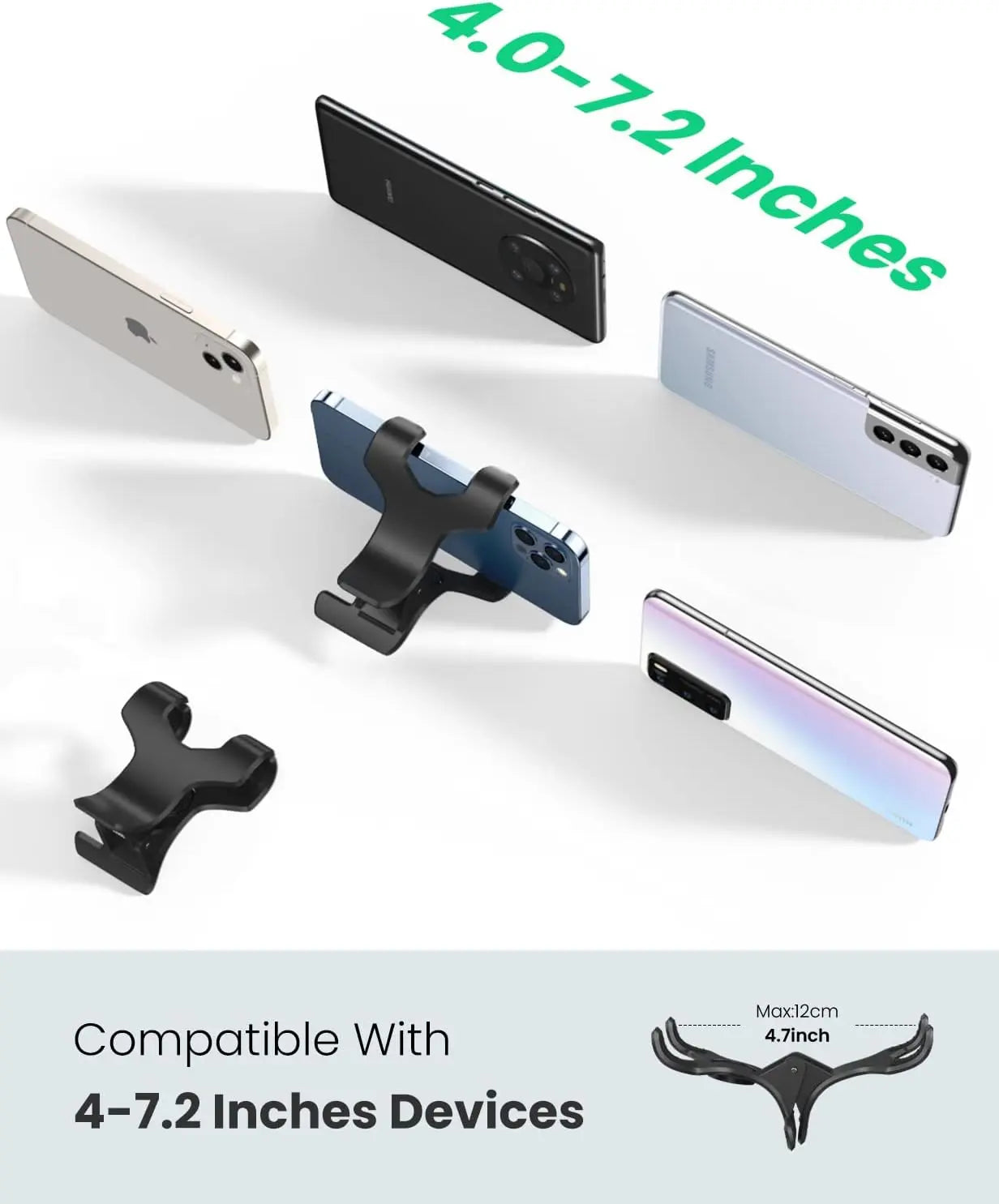 UGREEN phone holder compatible with 4 to 7.2-inch phones up to 12cm wide