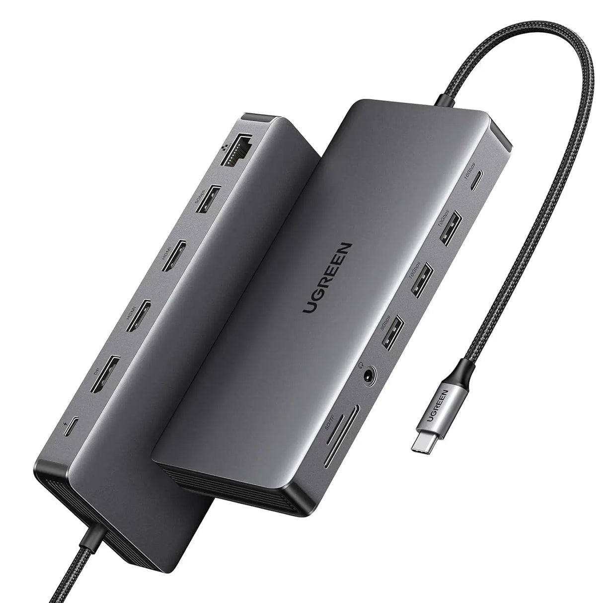 UGREEN 13 इन 1 USB C 4K ट्रिपल डिस्प्ले मल्टीफंक्शनल एडाप्टर डुअल HDMI, DP, 4 Usb A पोर्ट, Usb C पोर्ट, 100W PD, 1Gbps ईथरनेट, SD/TF कार्ड रीडर, Dell XPS ThinkPad और अधिक के लिए ऑडियो। (15978)