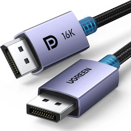 UGREEN 6Ft/2M DisplayPort Cable 2.1 [VESA Certified] DP2.0 40Gbps Support 16K@30Hz 8K@240Hz 4K@240Hz HDR, HDCP, DSC 1.2a, Braided Cord Compatible FreeSync G-Sync Video Card Monitor (15384) - Ugreen India