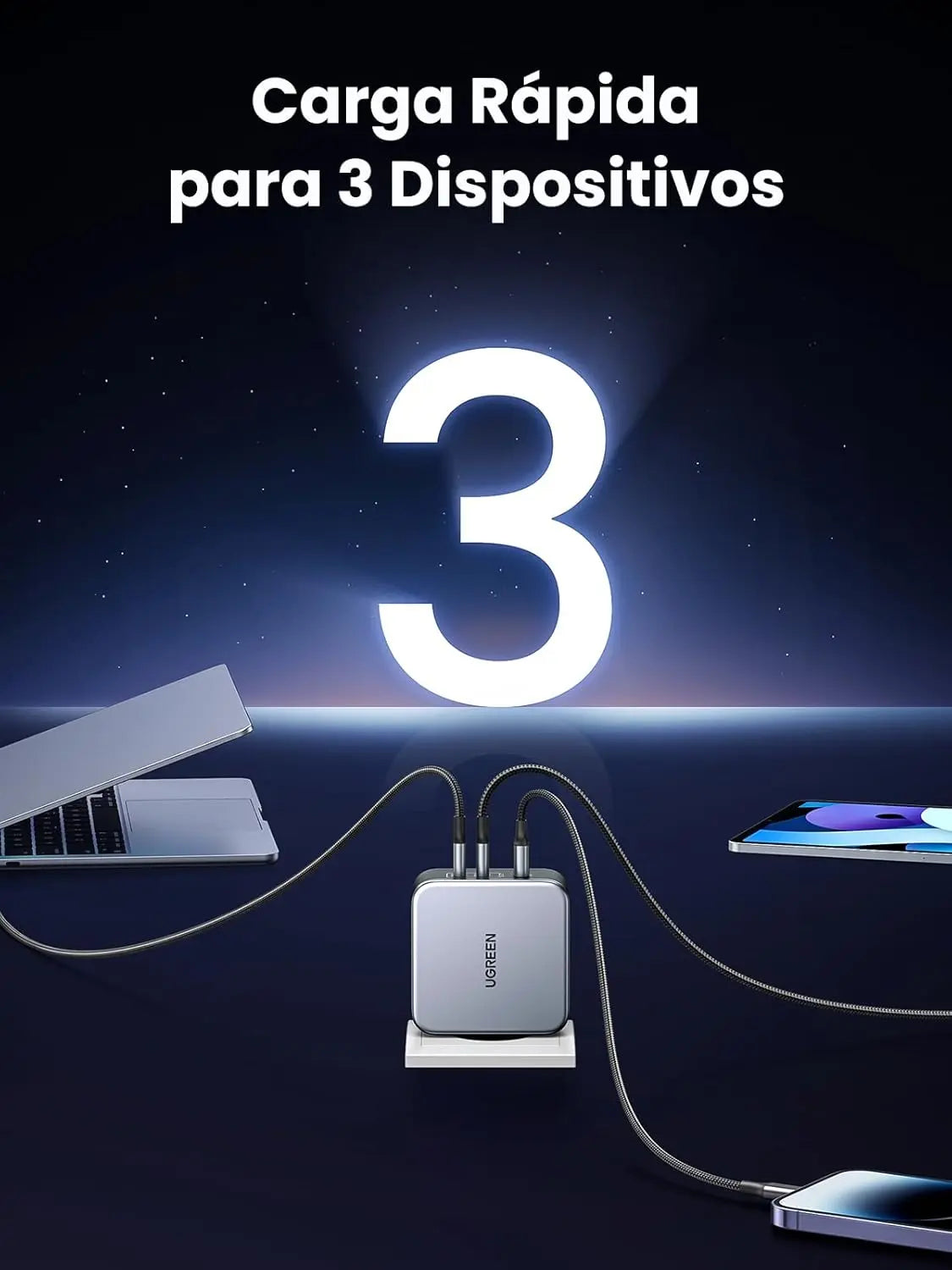 UGREEN 140W Nexode 3-Port USB C GaN II Charger PD 3.1 Power Supply MacBook Pro 16" Dell XPS iPhone 14 Galaxy S22 (90549)