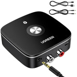 यूग्रीन वायरलेस ब्लूटूथ 5.1 2RCA रिसीवर aptX LL 3.5mm ऑक्स जैक म्यूजिक टीवी कार के लिए (40759)