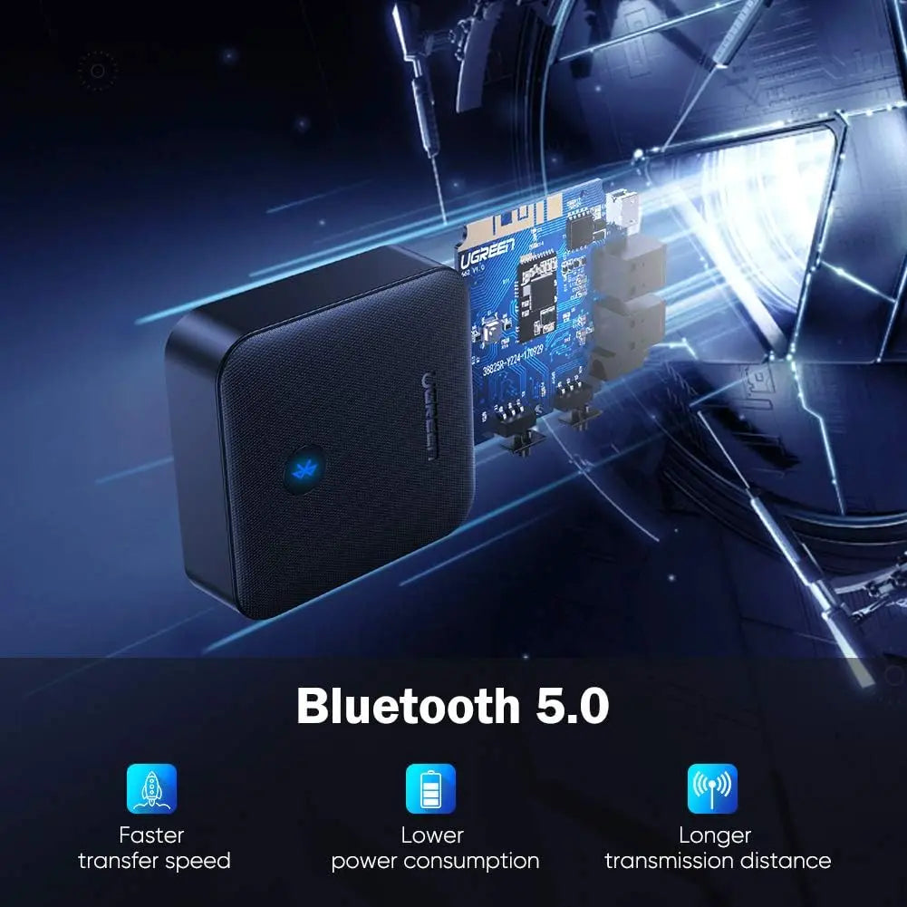 UGREEN Bluetooth 5.0 Transmitter Receiver 2-in-1 aptX Low Latency Wireless Audio Adapter TV Car AUX Optical USB 70158