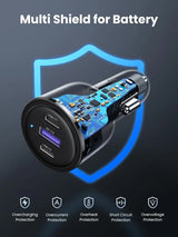 UGREEN 69W USB-C Car Charger 3-Port Fast Charging PD 45W 20W QC 18W iPhone 13 12 11 iPad MacBook Galaxy Pixel 20467