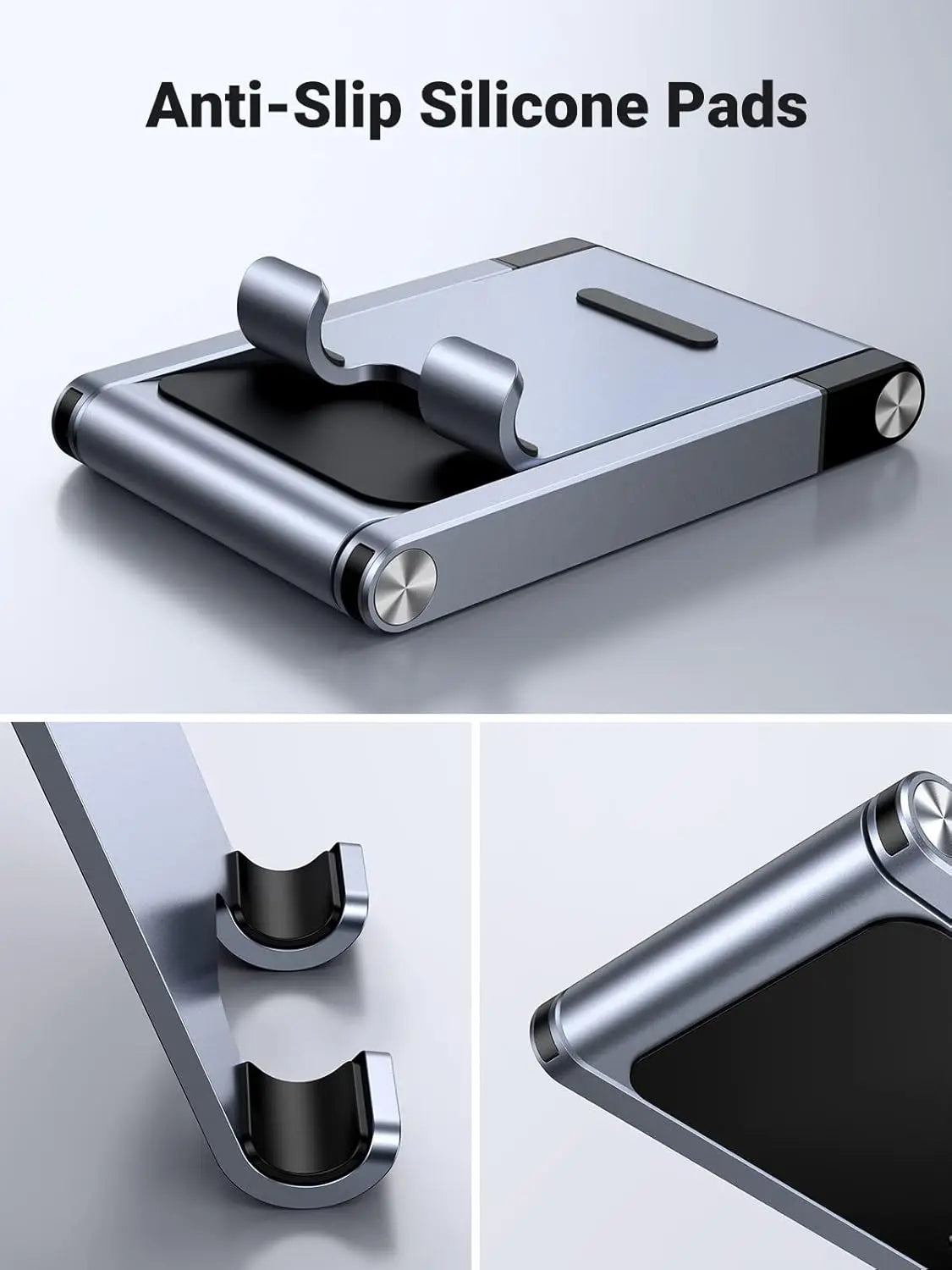 UGREEN aluminium phone stand with anti-slip silicone pads on the cradle and base