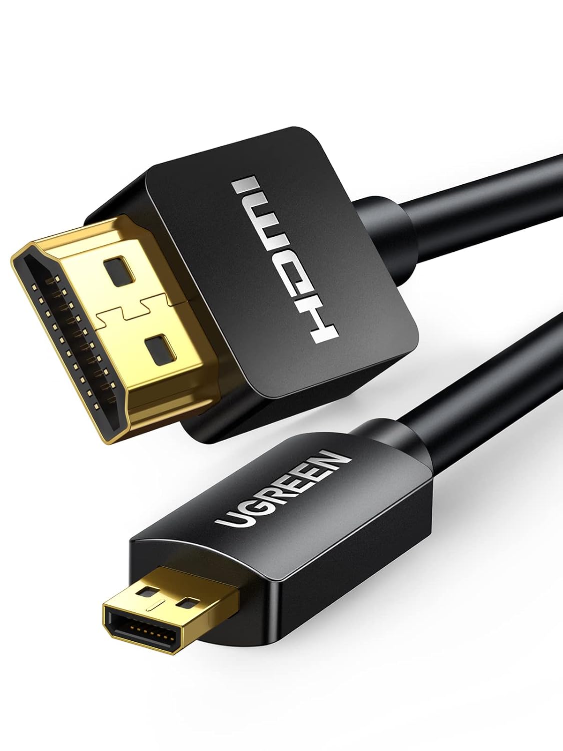 UGREEN 1M Micro HDMI Male to HDMI Male Cable Adapter 4K 60Hz Ethernet Audio Return Channel Compatible with GoPro Hero 7/6 Raspberry Pi 4 Retroid Pocket 2+ Yoga 3 B500 Sony A6000 Camera Video Capture Card (30148)