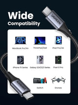 UGREEN 2M 240W PD3.1 USB C to USB C Cable, Fast Charging Cord Type C Compatible with MacBook Pro 2022, iPad Pro 2022, Elitebook, Dell XPS/Inspiron, Samsung Galaxy S22/Z Fold, Pixel, Switch, etc. 6.6FT (90440) - Ugreen India