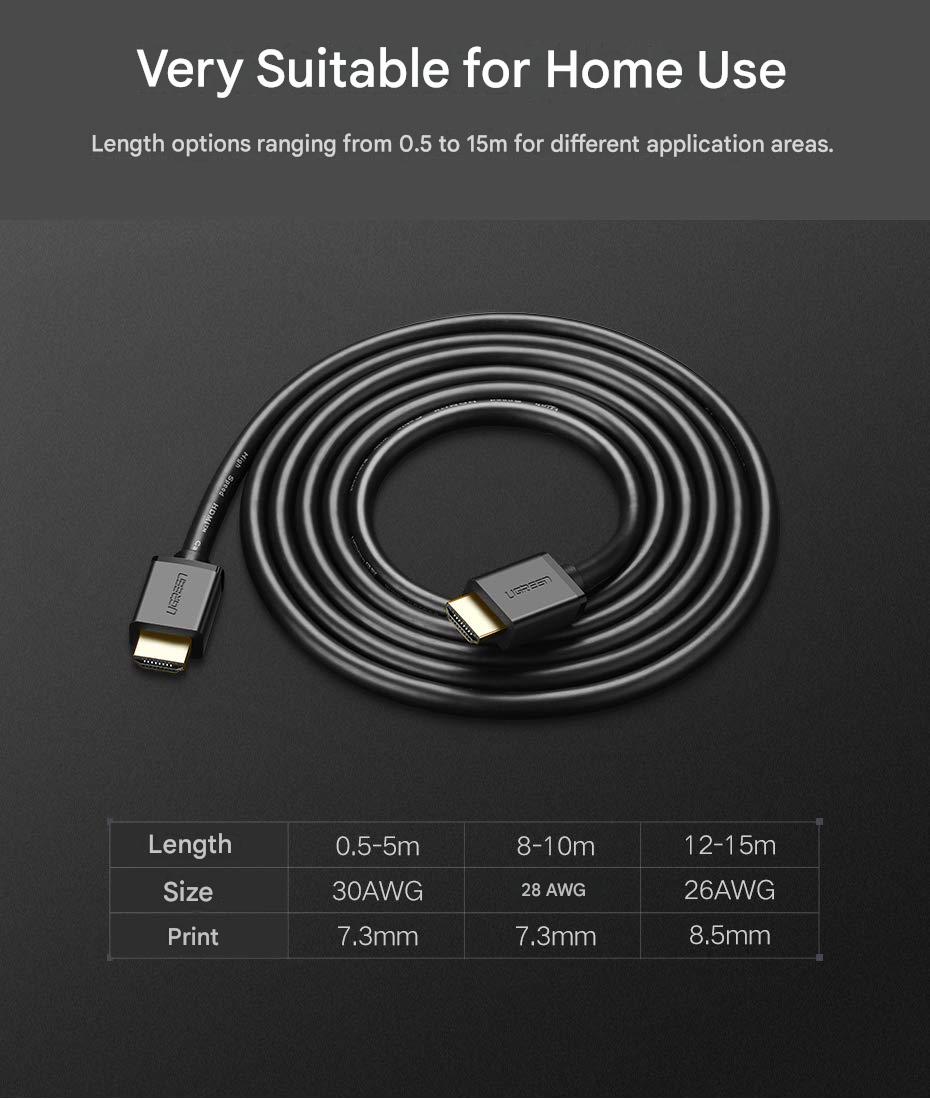 UGREEN 5M HDMI 1.4 Cable High Speed 4K 30Hz Full Copper Ethernet ARC Gold Plated (10109)
