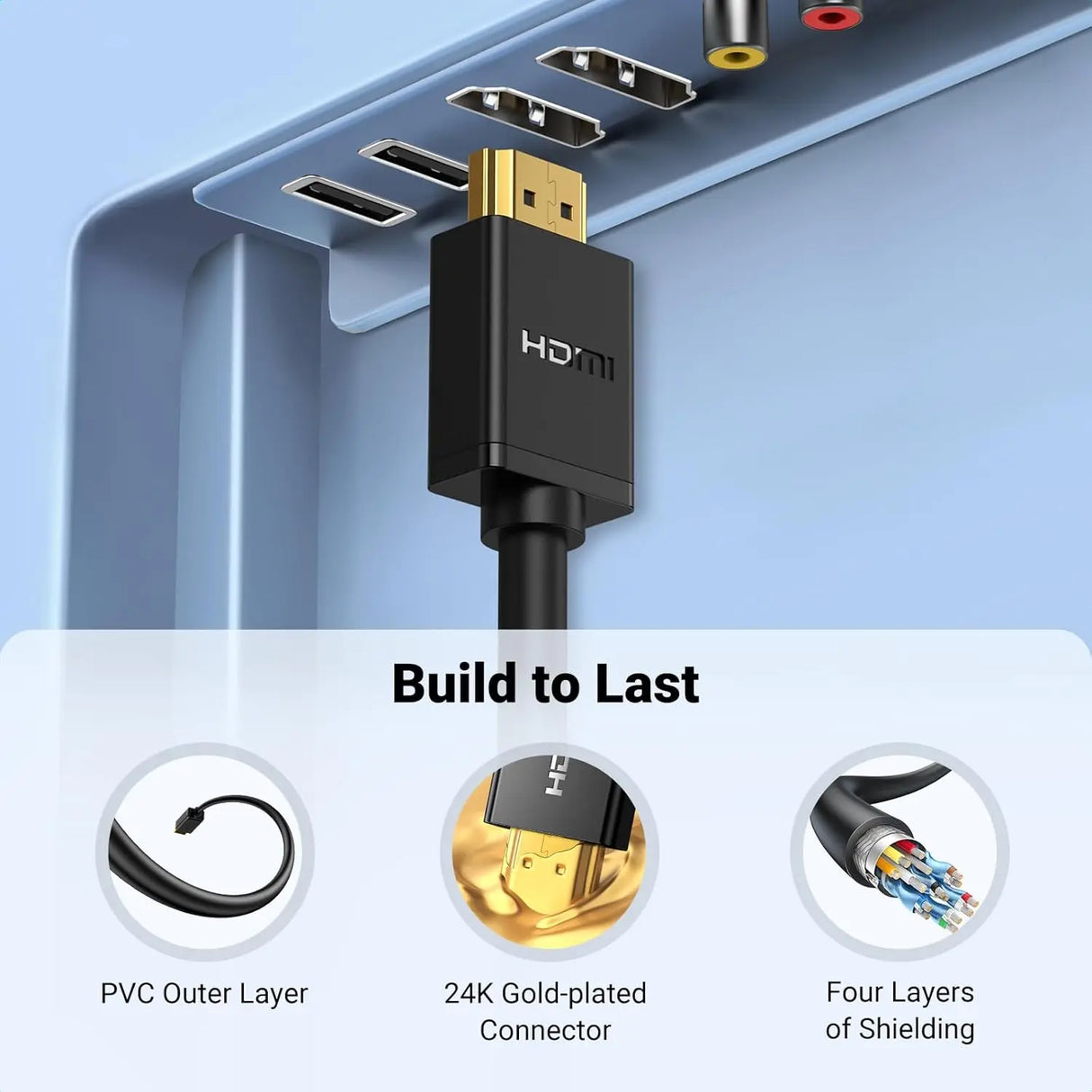 UGREEN 3M HDMI 2.0 Extension Cable Male to Female Extender 4K@60Hz High Speed UHD HDTV Monitor PS5 Xbox Laptop PC Black 10145