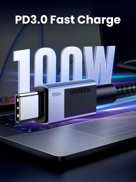 UGREEN 1M 100W USB C to USB C Charger Cable Fast Charge For Phone Laptop Compatible with MacBook Pro M3/Air, iPad Pro 2024/Air 6, iPhone 16 Pro Max, Galaxy S24 Ultra (45063) - Ugreen India