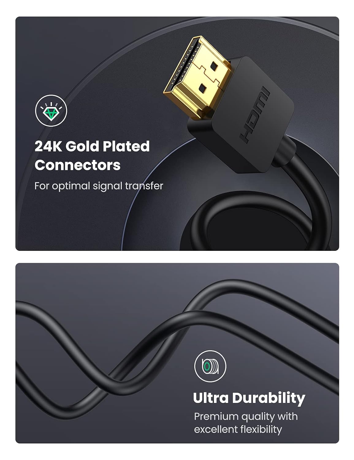 UGREEN 1M Micro HDMI Male to HDMI Male Cable Adapter 4K 60Hz Ethernet Audio Return Channel Compatible with GoPro Hero 7/6 Raspberry Pi 4 Retroid Pocket 2+ Yoga 3 B500 Sony A6000 Camera Video Capture Card (30148)