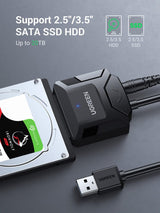 UGREEN 20611 USB 3.0 to SATA adapter supports 2.5 and 3.5-inch SATA SSD and HDD