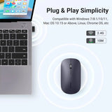 UGREEN 2.4G Silent Wireless Optical Mouse USB Receiver 4000 DPI PC Laptop Computer Chromebook MacBook Black Ergonomic (90372)