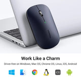 UGREEN 2.4G Silent Wireless Optical Mouse USB Receiver 4000 DPI PC Laptop Computer Chromebook MacBook Black Ergonomic (90372)