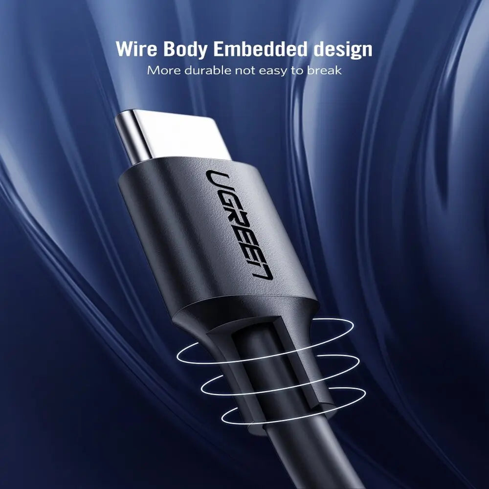UGREEN USB C 2.0 Cable 3M 60W Male to Male Power Delivery 2.0 QC 2.0/3.0 Fast Charging Type-C Data Transfer Cable (60788)