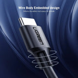 UGREEN USB C 2.0 Cable 3M 60W Male to Male Power Delivery 2.0 QC 2.0/3.0 Fast Charging Type-C Data Transfer Cable (60788)