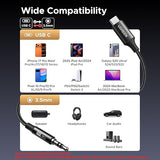 UGREEN 6.6ft USB-C to 3.5mm Hi-Res Audio Adapter Cable, 32bit/384kHz Type-C to Aux Stereo Cord for iPhone 16/15, Galaxy S25/S24 Ultra, iPad (65101)